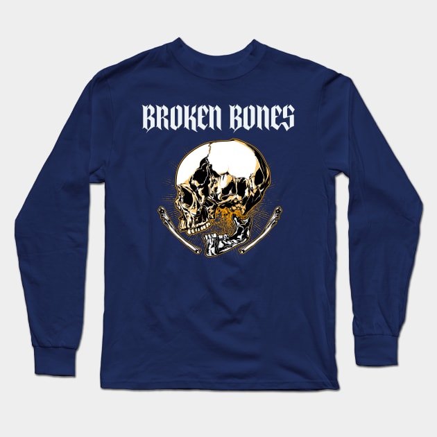 Broken Bones Skull Long Sleeve T-Shirt by Sanworld